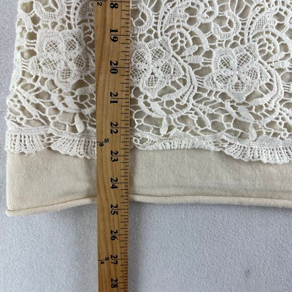 Sundance Merino Sweater Women’s LG Crochet Lace Front Overlay Cream Color GUC - Picture 5 of 8